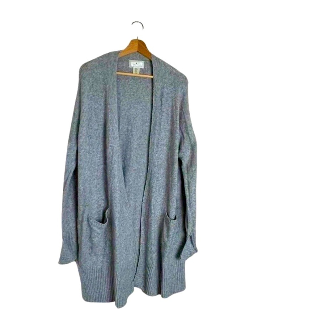 Women’s Gray Longline‎ Open Cardigan M – Cozy Minimal Lounge Layer